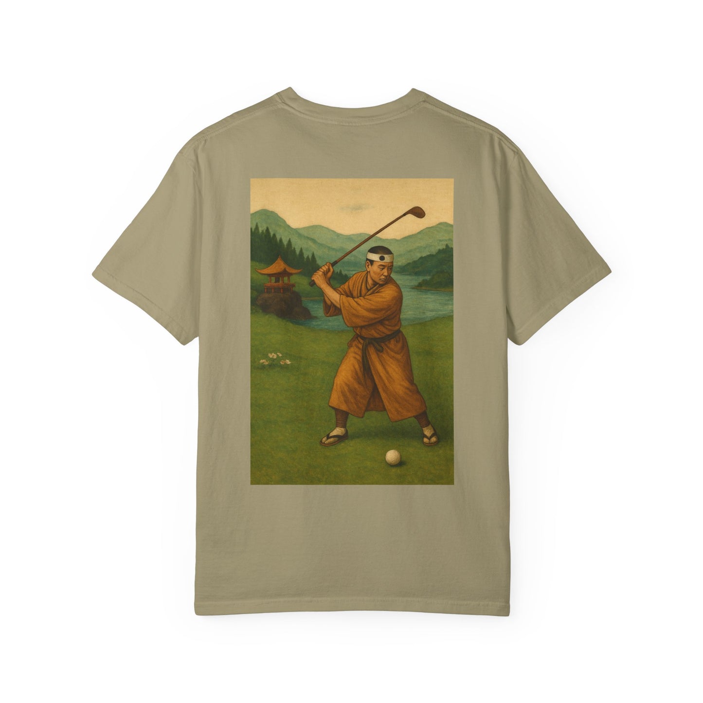 Vintage Golfer Graphic T-Shirt — Retro Asian-Inspired Golf Scene