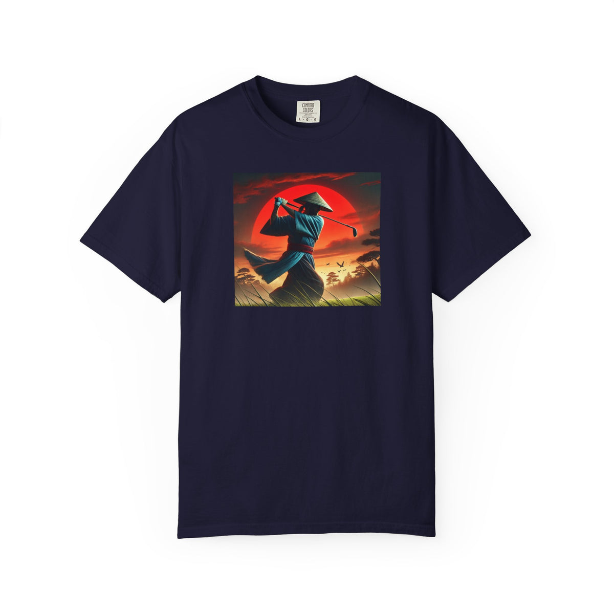 Samurai Sunset Warrior Golfer Art Graphic T-Shirt