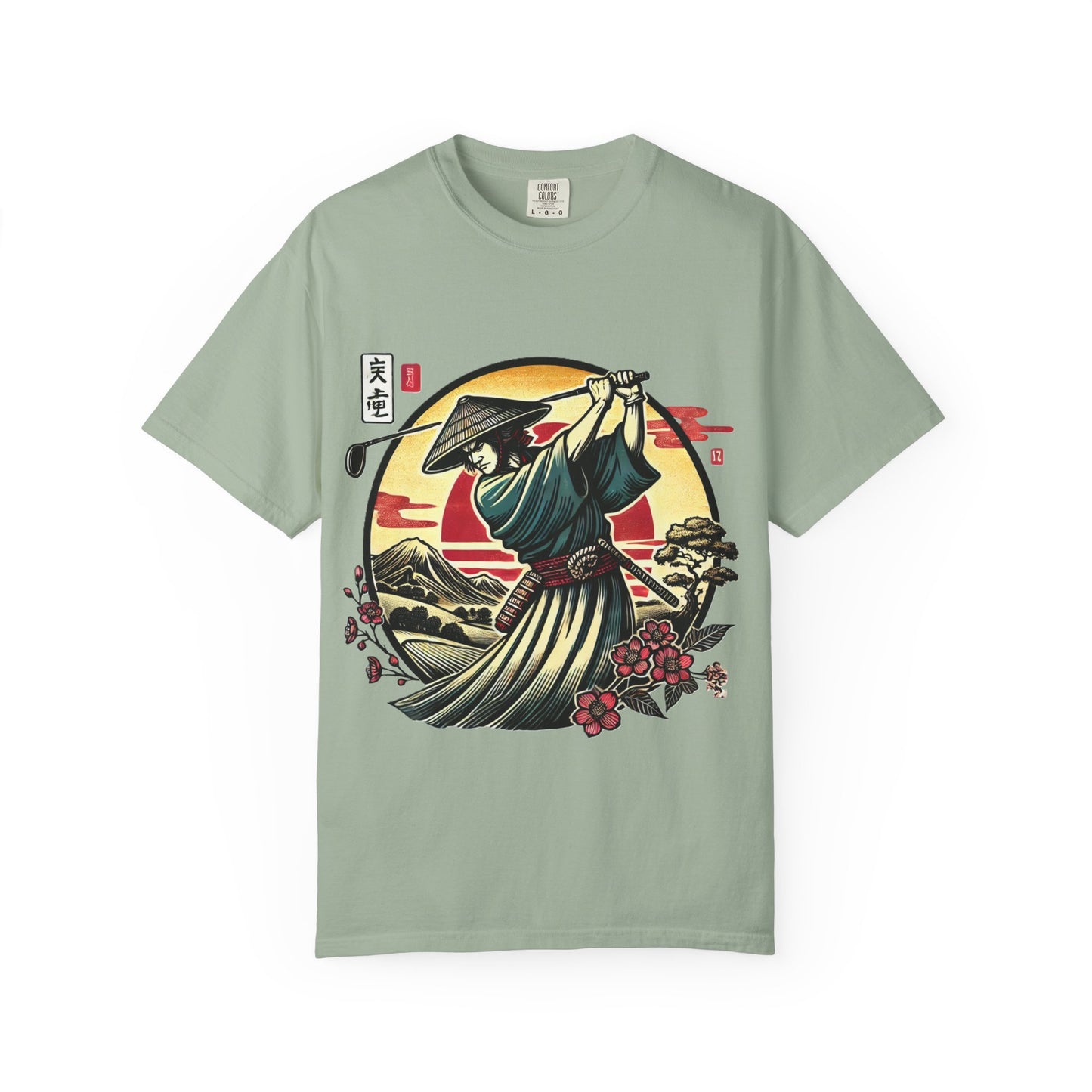 Zen Spot Golf Custom Samurai Golfer Sunset T-Shirt