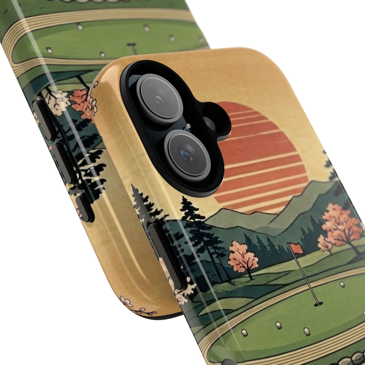 Golf Koi Pond Phone Case — Vintage Sunset Golf Course Design