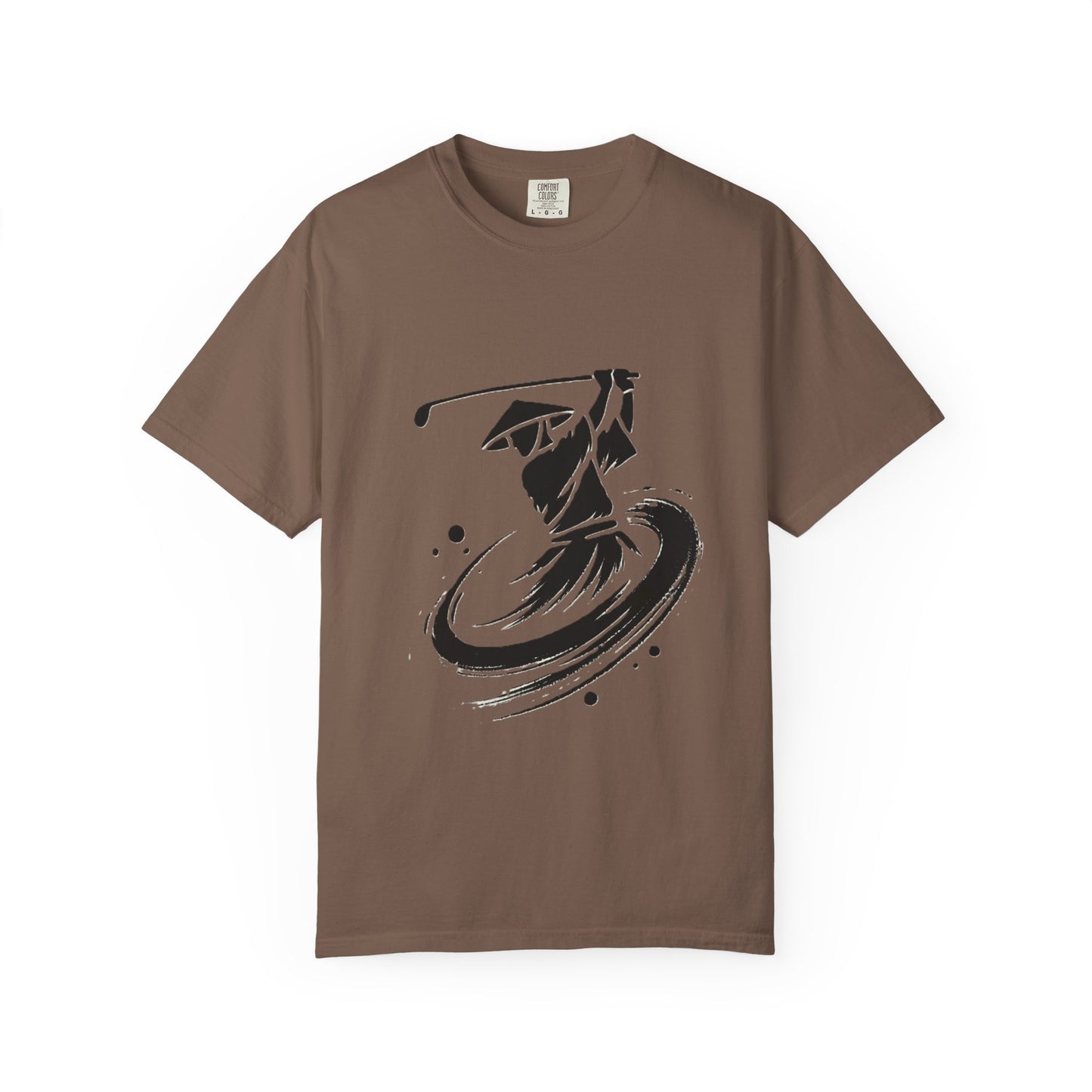 Zen Golf Swing Graphic T‑Shirt — Ink Brush Golfer Design