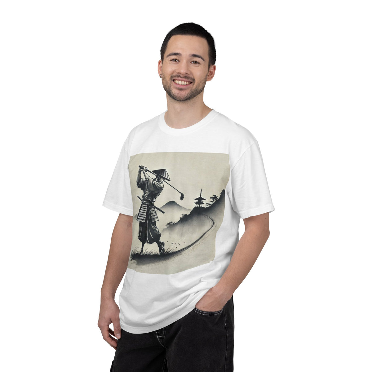 Samurai Golfer Golf Course Art Graphic T-Shirt