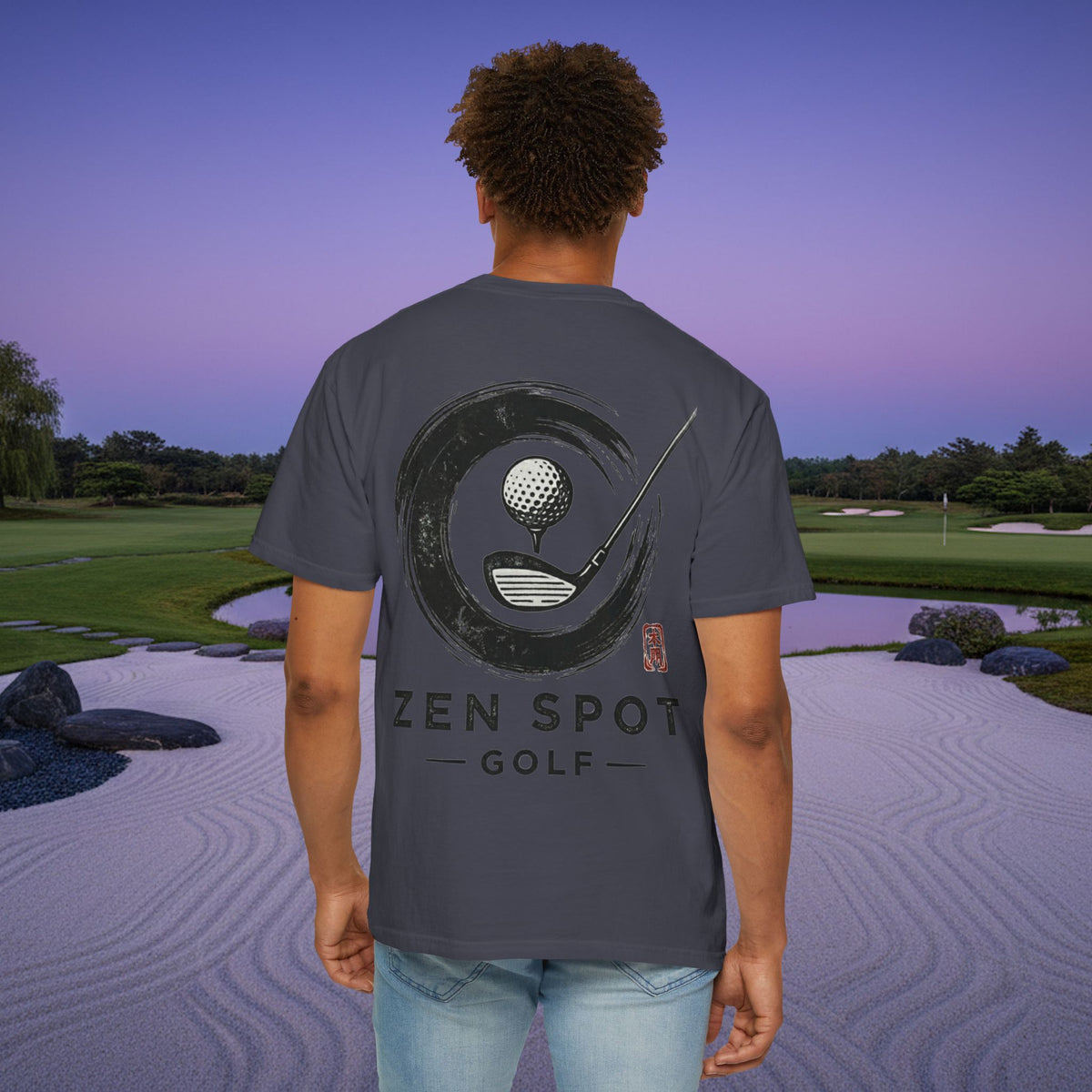 Zen Spot Golf Shop Logo Chest and Back Design Graphic T-Shirt