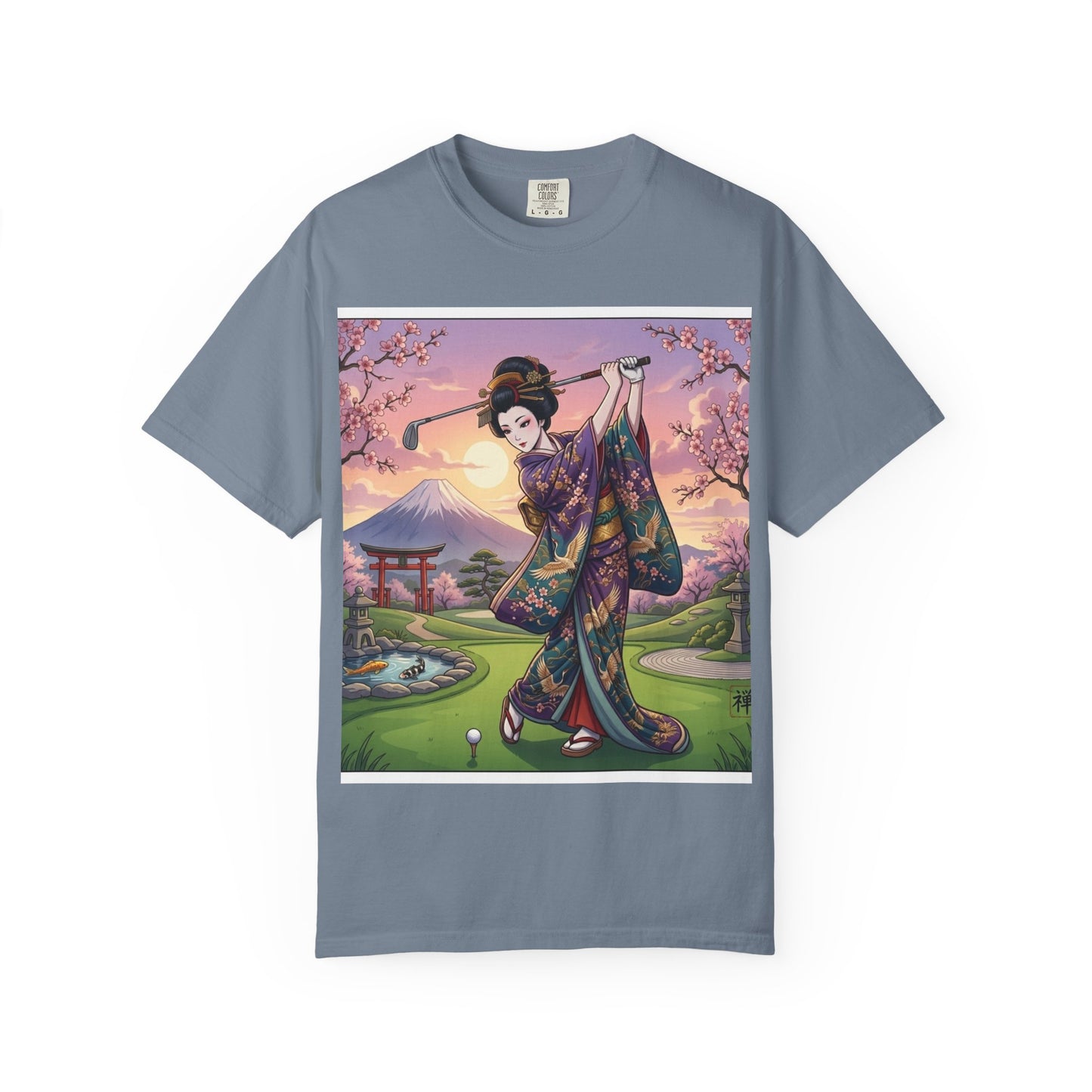 Zen Spot Golf Custom Kimono Art Geisha Golfing Sunset T-Shirt