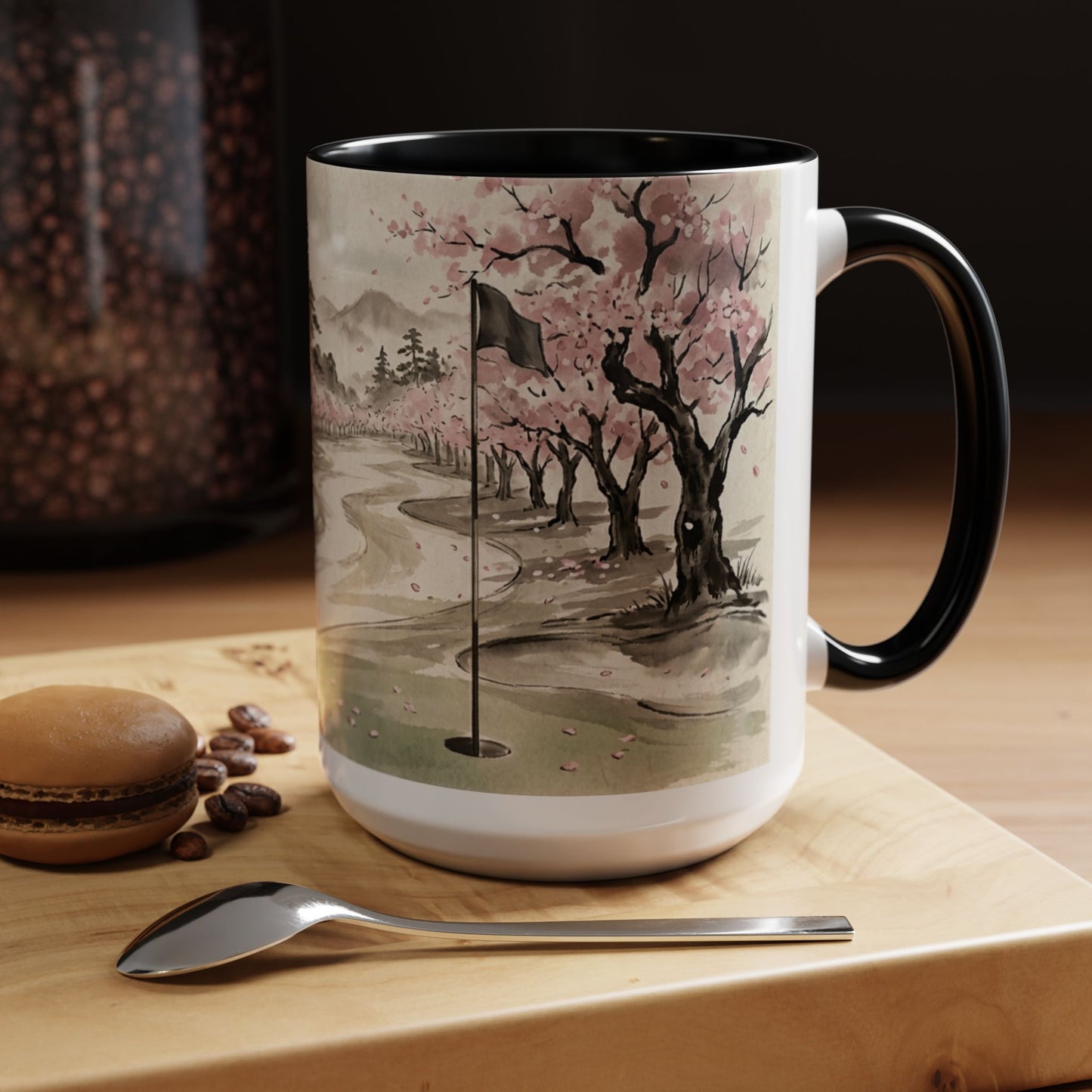 Zen Spot Golf Custom Cherry Blossom Golf Mug Scenic Sakura Golf Course Coffee Cup (11/15 oz)