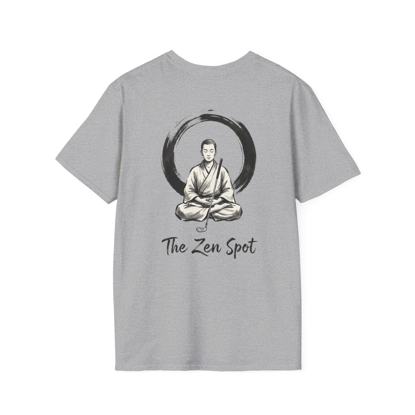 Zen Spot Golf Custom Gildan Zen Buddha Golfer Enso Circle illustration "The Zen Spot" logo T-Shirt