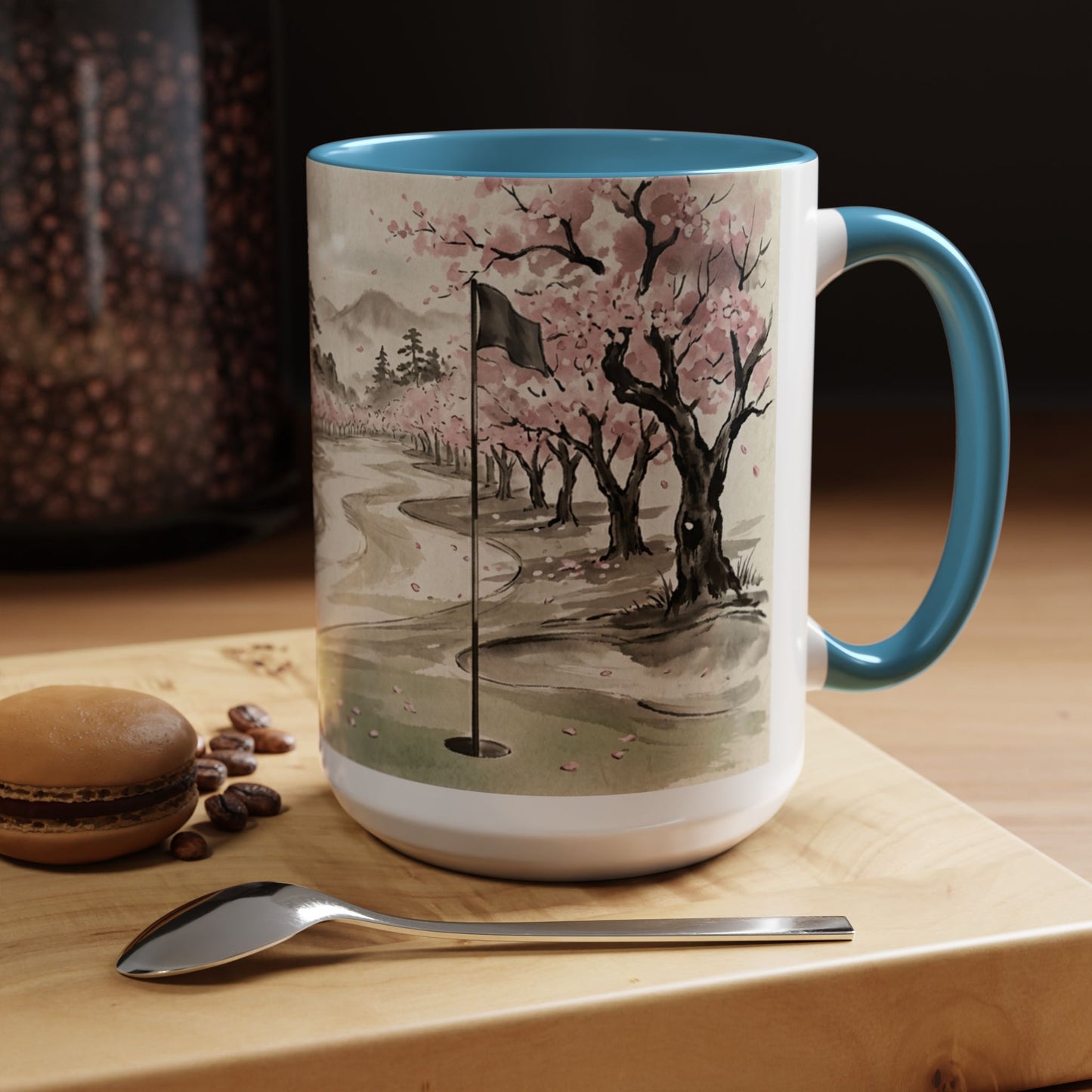 Zen Spot Golf Custom Cherry Blossom Golf Mug Scenic Sakura Golf Course Coffee Cup (11/15 oz)