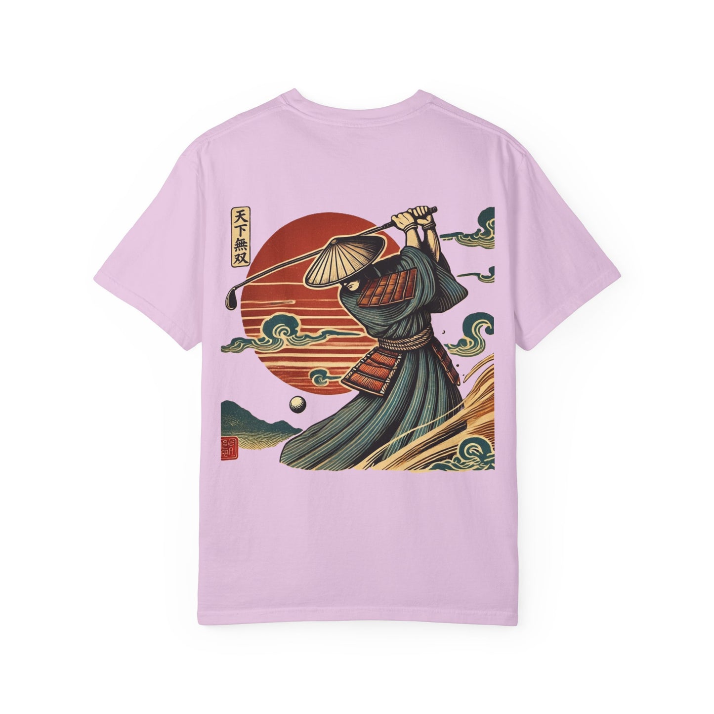 Zen Spot Golf Custom Samurai Golfer Sunset Graphic T-Shirt