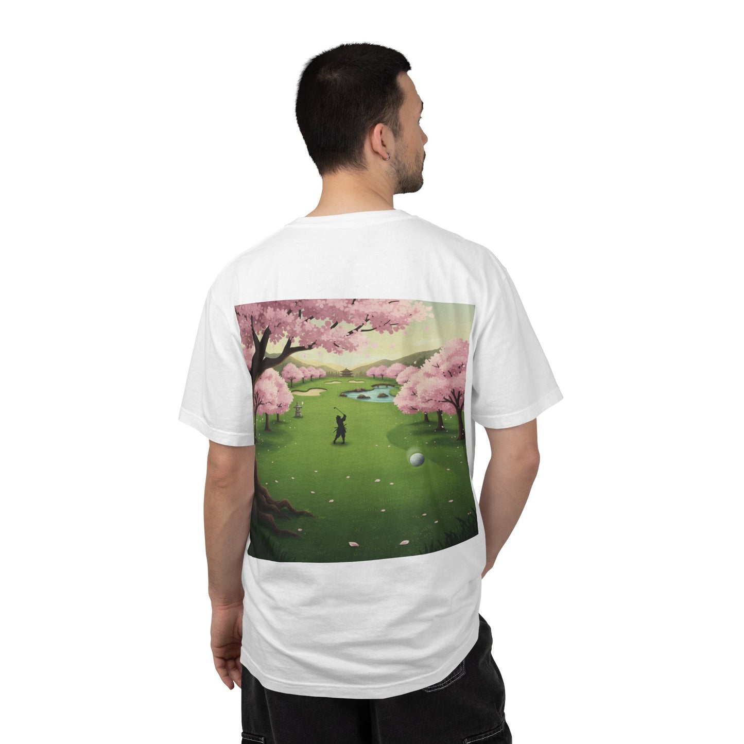 Zen Spot Golf Custom Golf Course Cherry Blossom Graphic T-Shirt