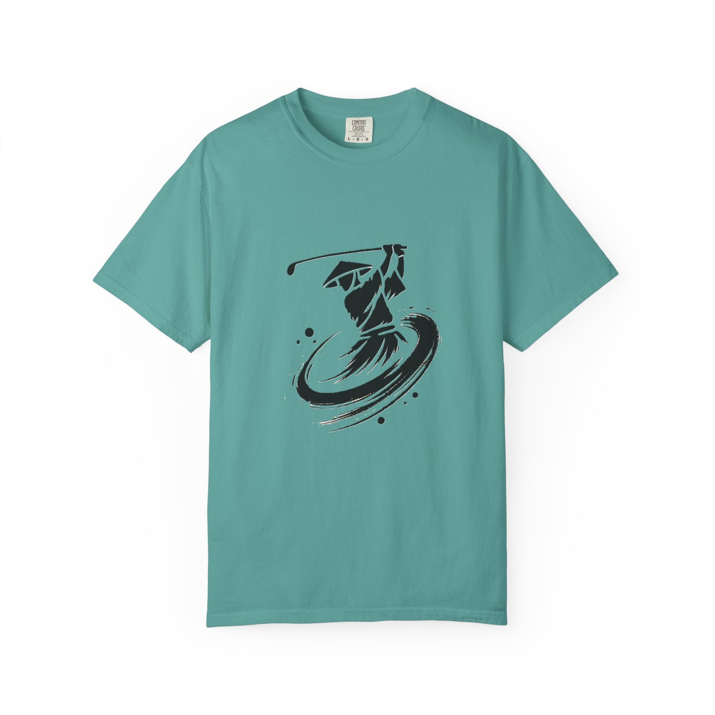 Zen Spot Golf Custom Ink Brush Zen Golfer Swing Graphic T‑Shirt
