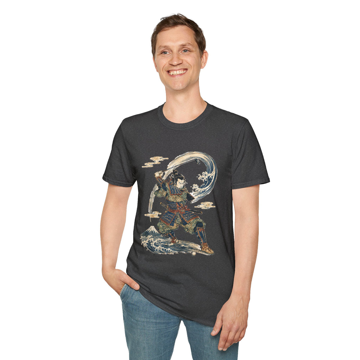 Samurai Golfer Wave T-Shirt — Vintage Japanese Warrior Art Tee