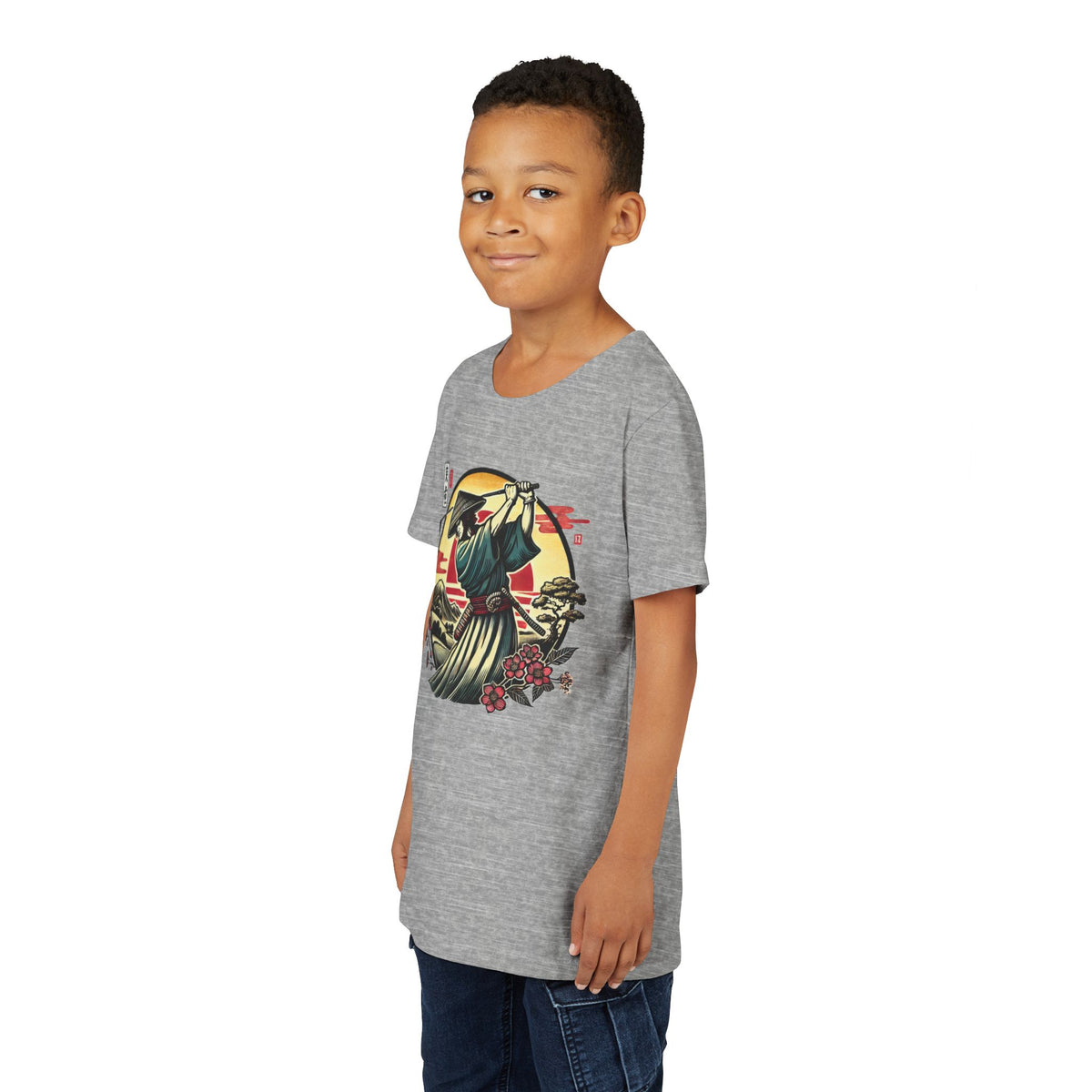 Samurai Golfer Sunset Graphic Youth T-Shirt