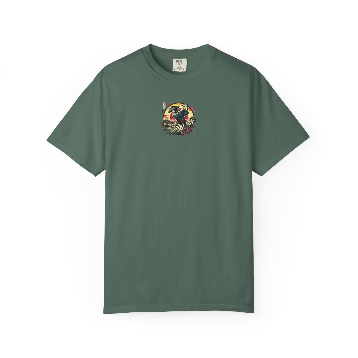Zen Spot Golf Custom Japanese Warrior Samurai Golfer Sunset Graphic T-Shirt