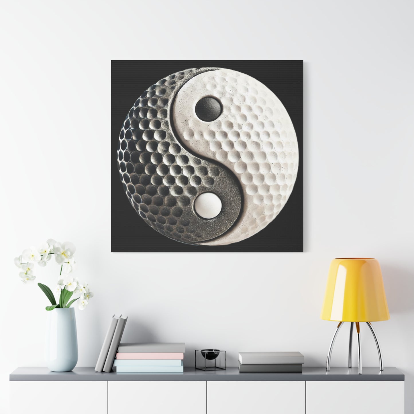 Golf Yin Yang Canvas Wall Art — Stretched Matte Golf Ball Design