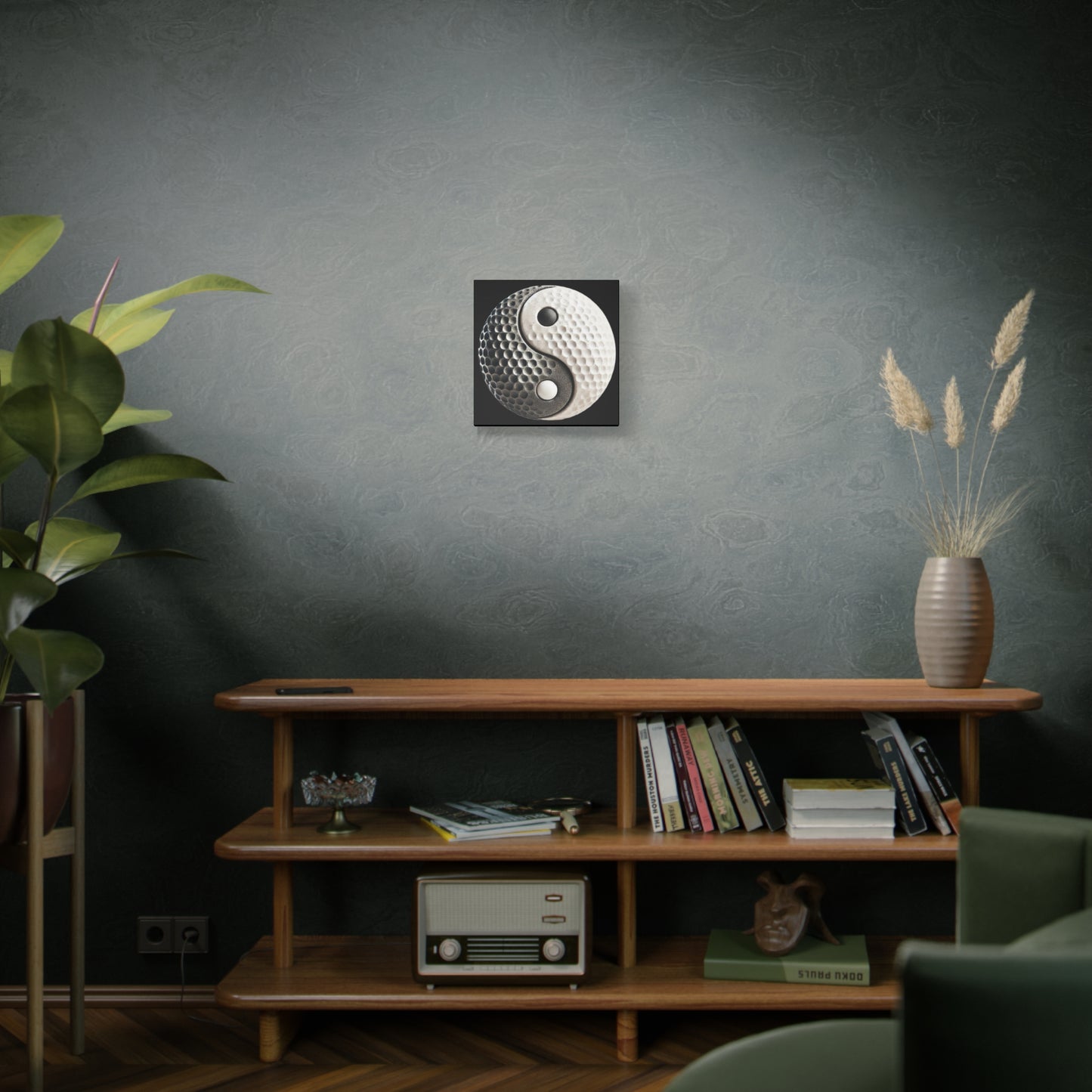 Golf Yin Yang Canvas Wall Art — Stretched Matte Golf Ball Design