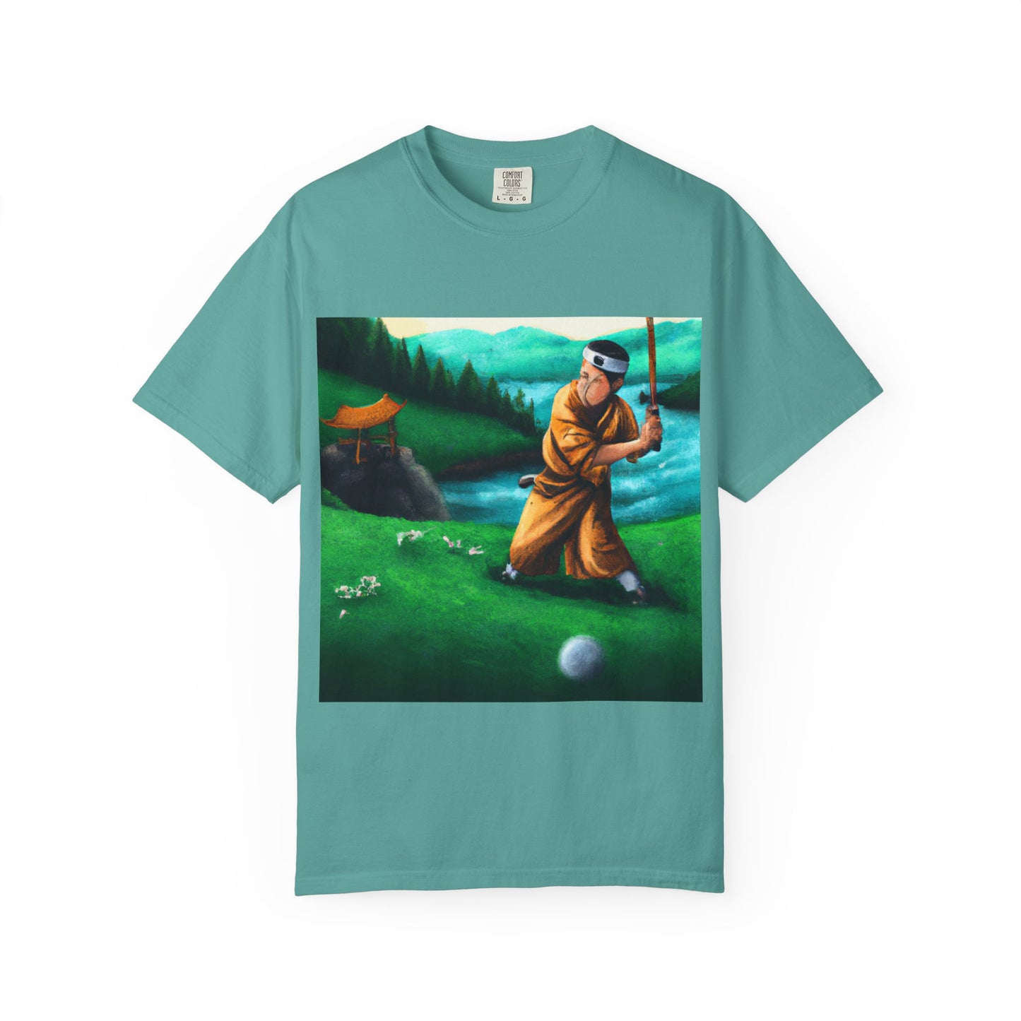 Zen Spot Golf Custom Monk Golfer Oil Painting Art Graphic T-Shirt