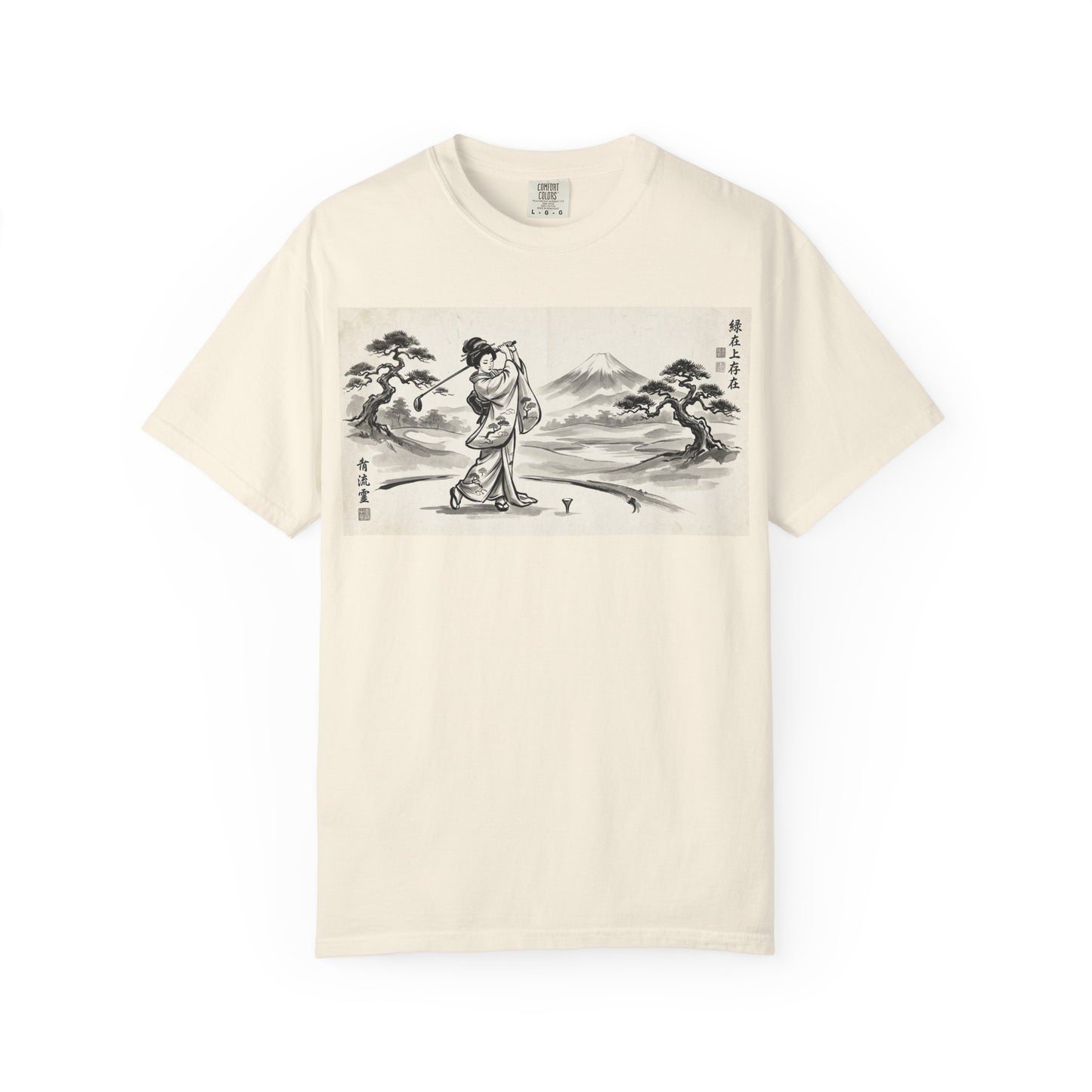 Zen Spot Golf Custom Vintage Geisha Golfer & Mount Fuji Graphic T-Shirt