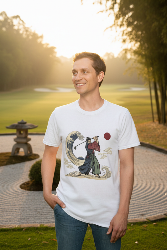 Samurai Golfer Japanese Wave Golf Graphic - zen golf course lifestyle