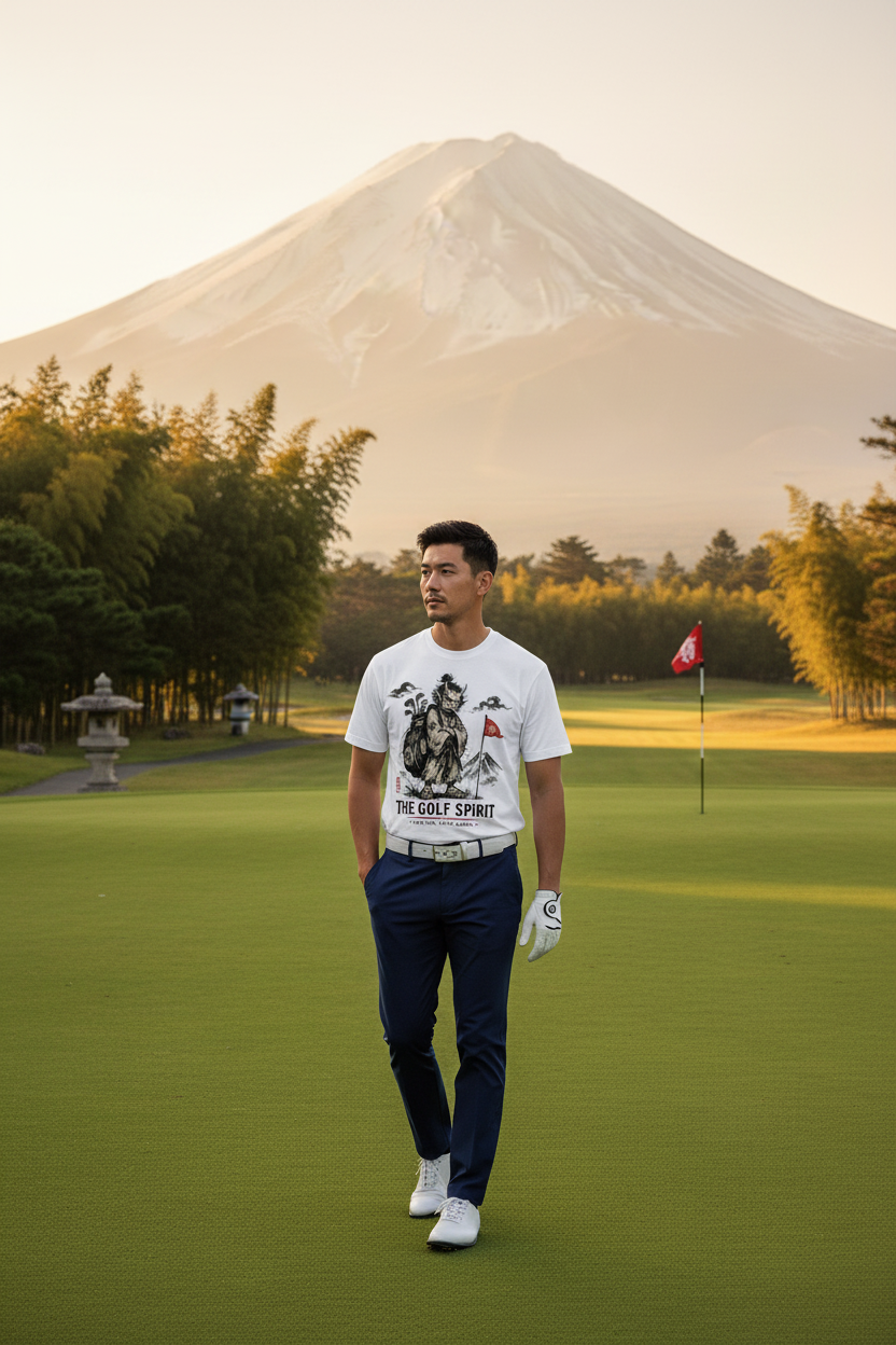Mischievous Japanese Yokai Caddie Tee - zen golf course lifestyle