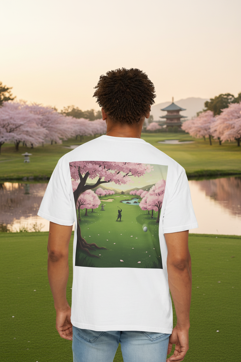 Enso Cherry Blossom Tee — back on realistic zen cherry blossom golf course