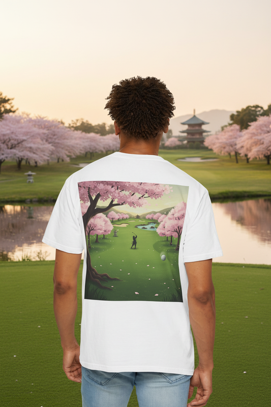 Enso Cherry Blossom Tee — back on realistic zen cherry blossom golf course