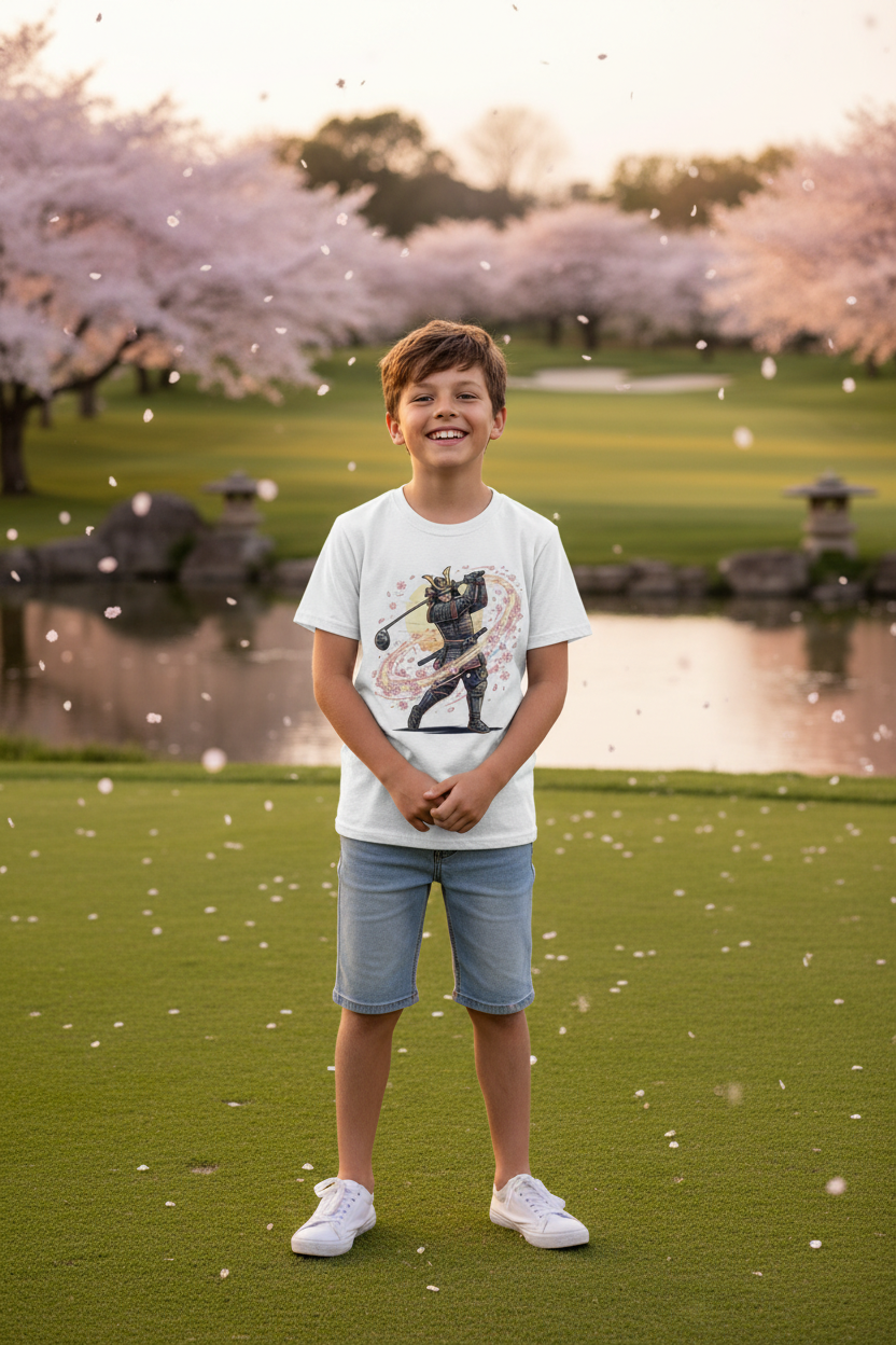 Samurai Golfer Blossom Swing Kids - zen golf course lifestyle