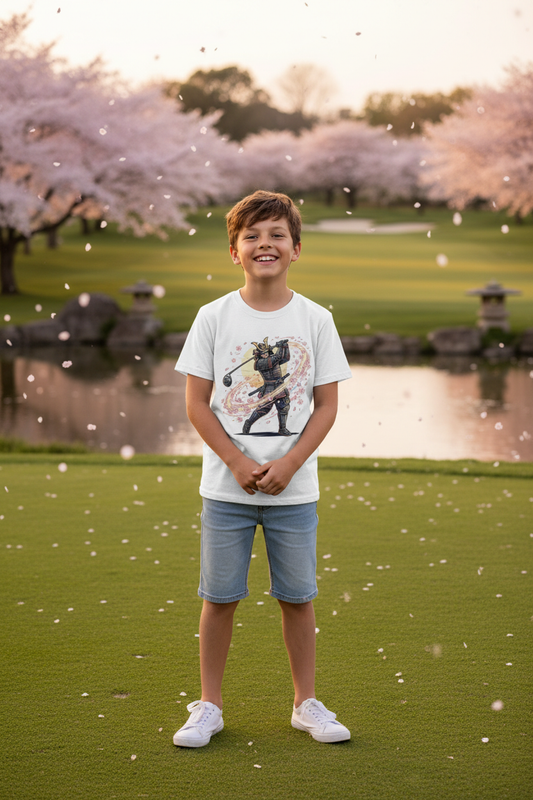 Samurai Golfer Blossom Swing Kids - zen golf course lifestyle