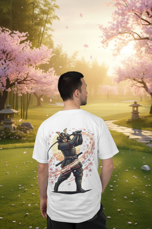 Samurai Cherry Blossom Swirl Tee - zen golf course lifestyle