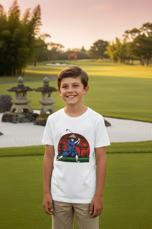 Japanese Samurai Golfer Retro Kid - zen golf course lifestyle