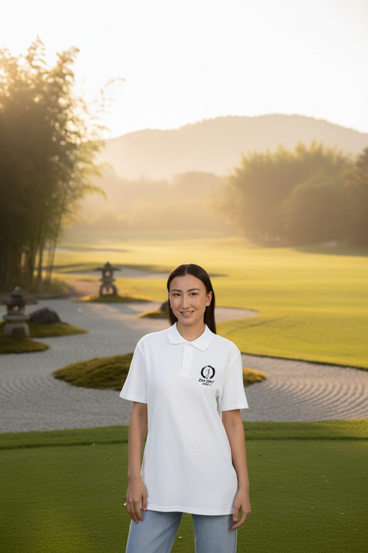 Zen Golfer Enso Circle Zanshin Polo - zen golf course lifestyle