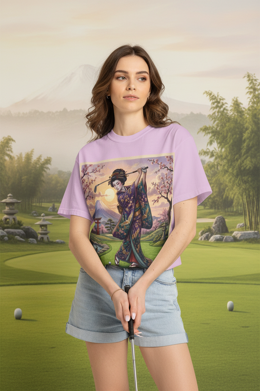Geisha Golf Vintage Japanese Garden Tee - zen golf course lifestyle
