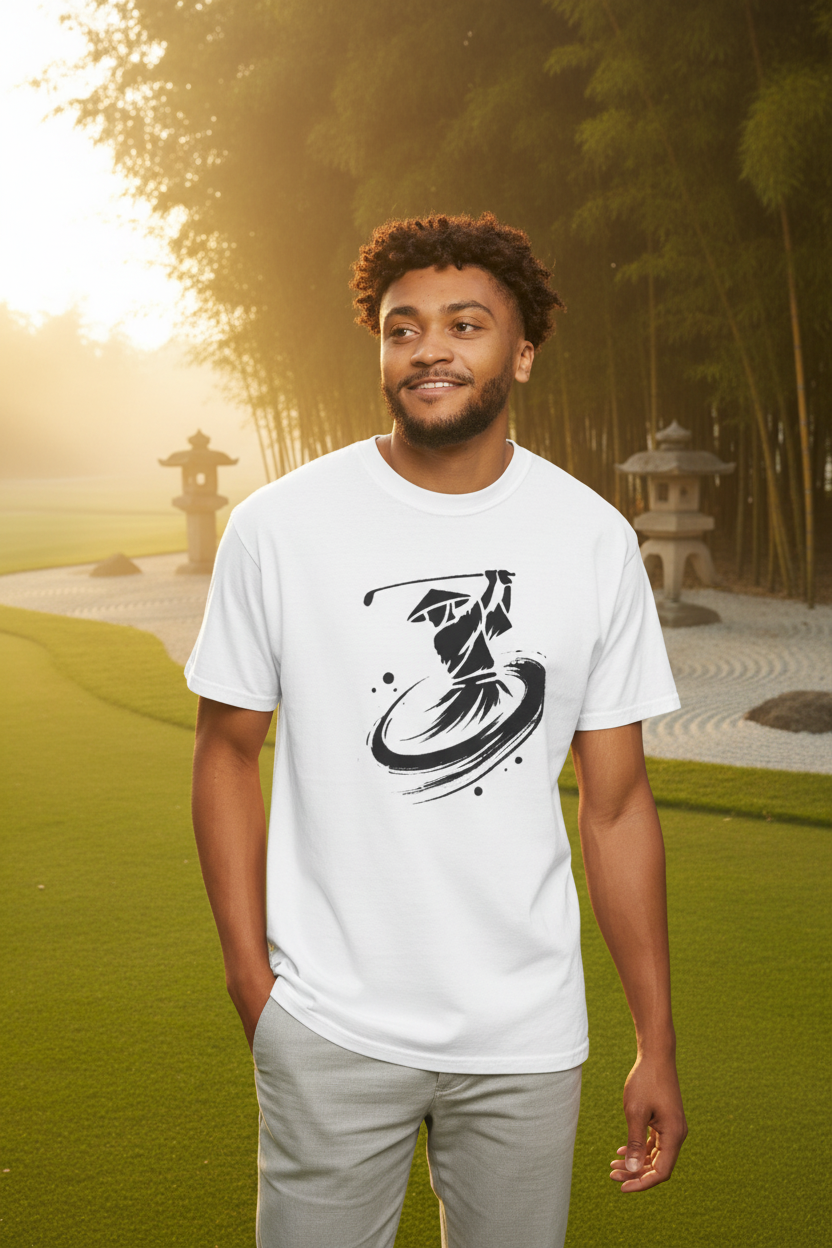 Brushstroke Zen Golfer Swing Tee - zen golf course lifestyle