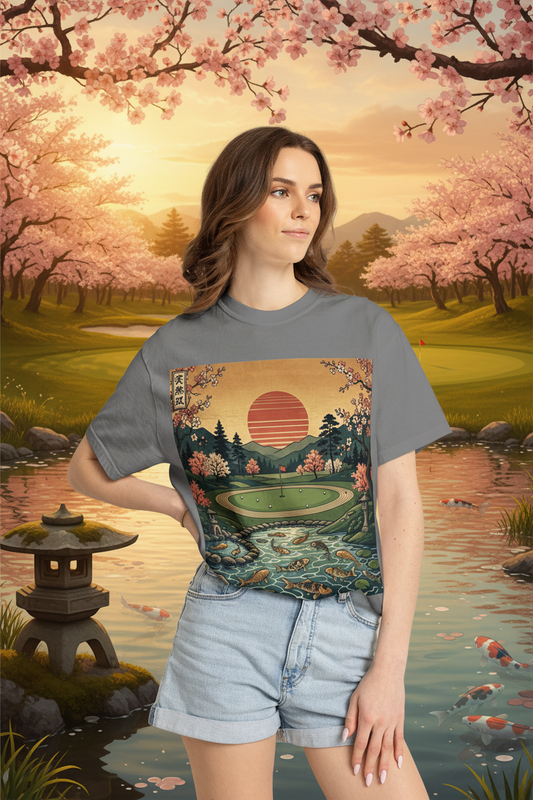 Vintage Scenic Golf Course Sunset Tee - zen golf course lifestyle