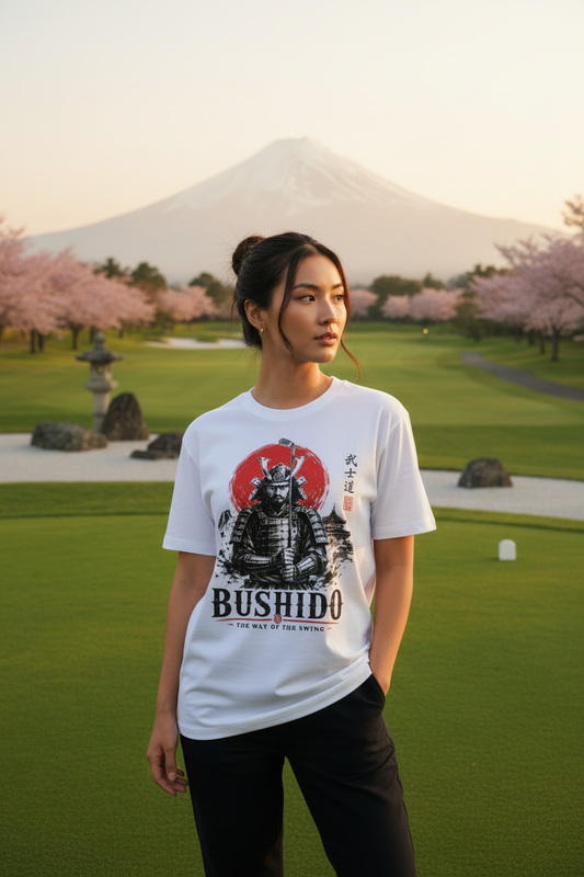 Samurai Warrior Golfer Focused Ronin Tee - zen golf course lifestyle