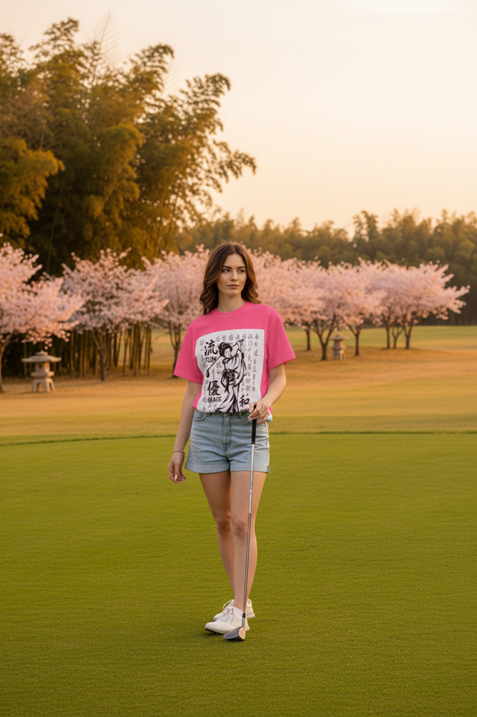 Flow Grace Unity Geisha Golfer Tee - zen golf course lifestyle
