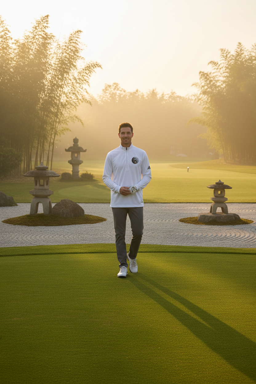 Embroidered Yin-Yang Quarter-Zip - zen golf course lifestyle