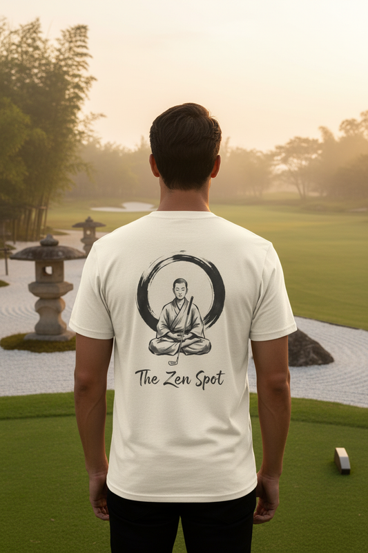 Zen Buddha Golfer Enso Circle Tee - zen golf course lifestyle