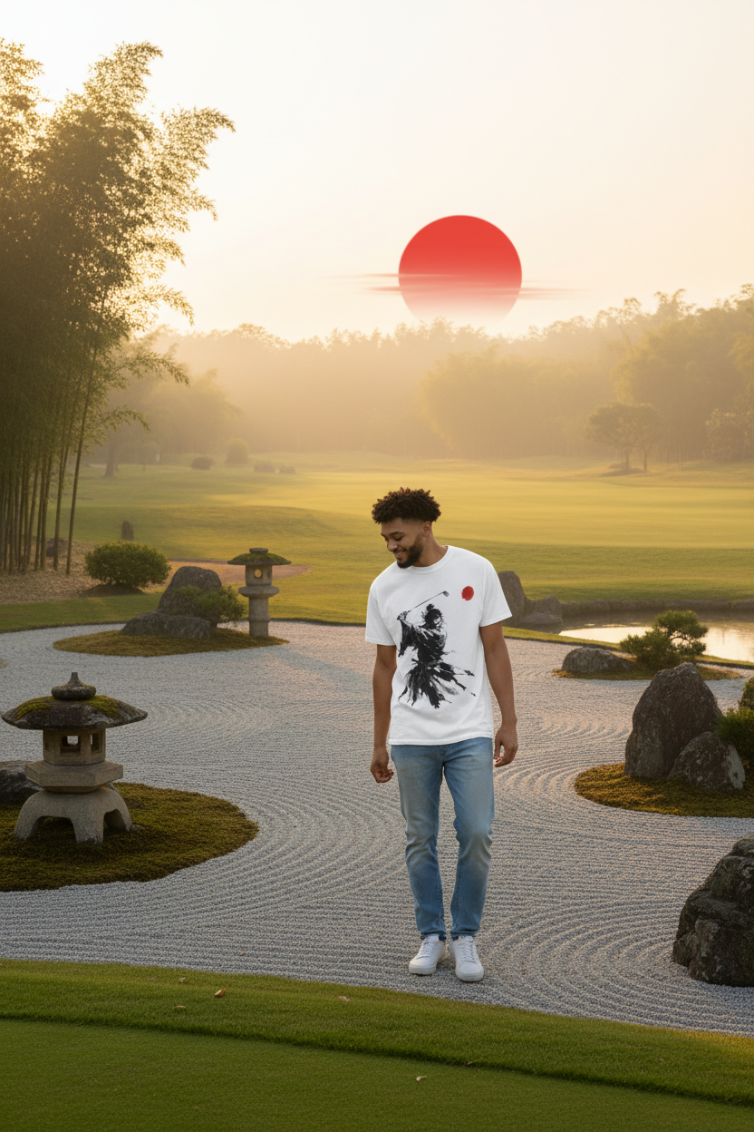 Samurai Golfer Brushstroke - zen golf course lifestyle