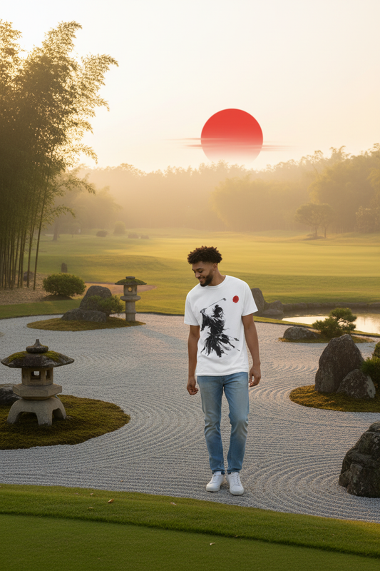 Samurai Golfer Brushstroke - zen golf course lifestyle