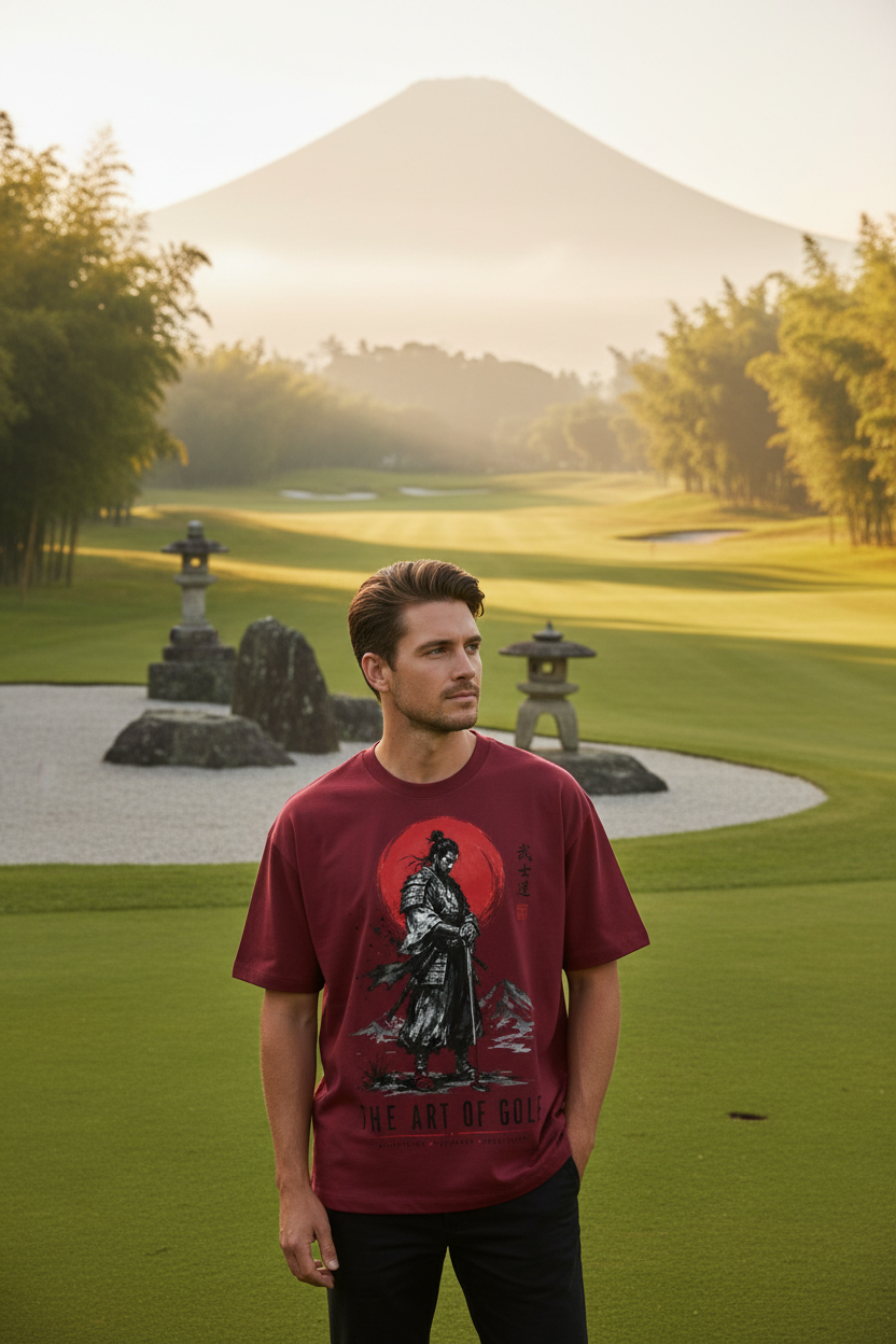 Wandering Samurai Golfer - Wine Red lifestyle on zen golf course