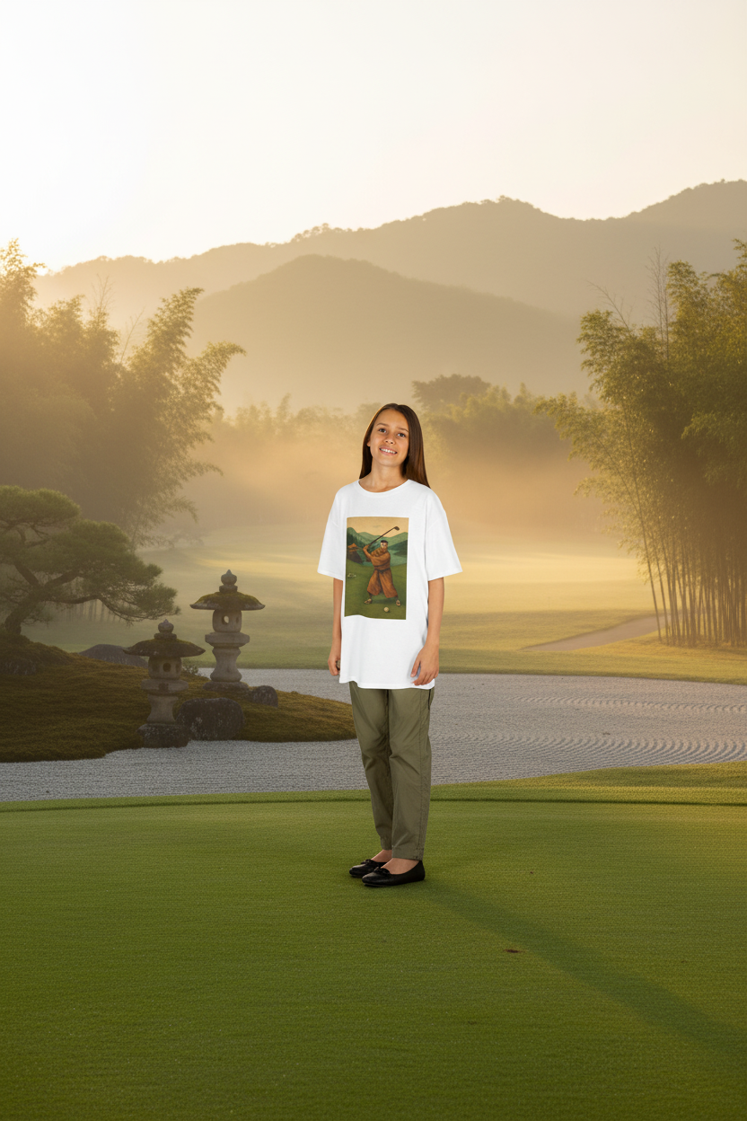 Vintage Monk Golfer Kids - zen golf course lifestyle