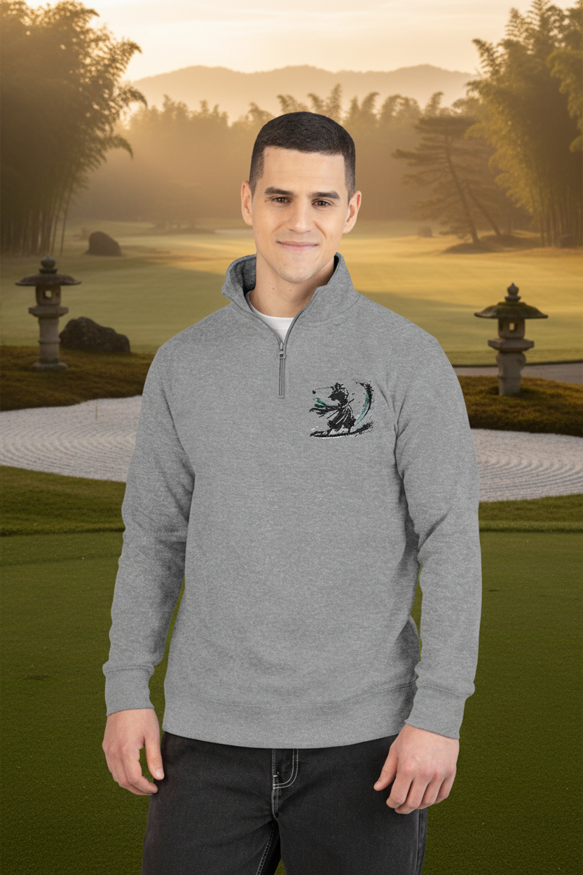 Bunker Blast Samurai Golfer Quarter-Zip - zen golf course lifestyle