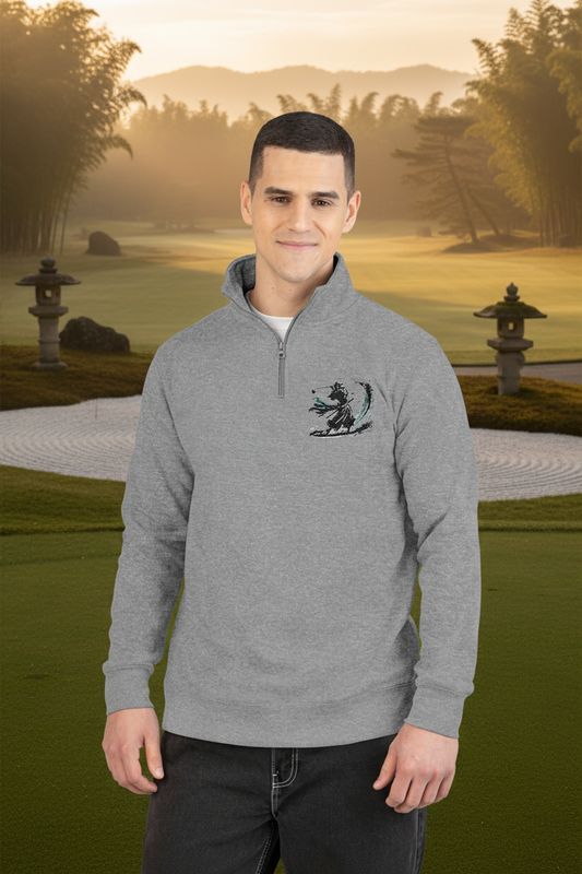Bunker Blast Samurai Golfer Quarter-Zip - zen golf course lifestyle