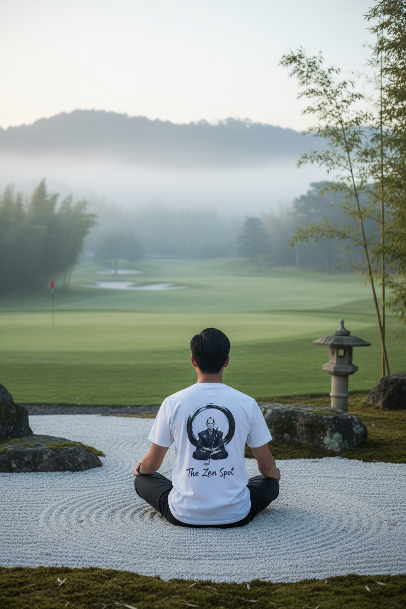 Seiza Samurai Meditation Zen Spot Tee - zen golf course lifestyle