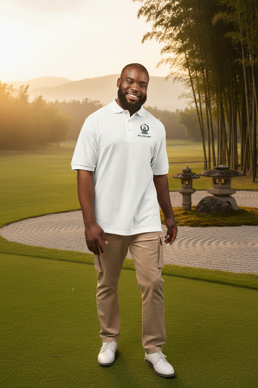Meditation Samurai Golfer Enso Circle Polo - zen golf course lifestyle